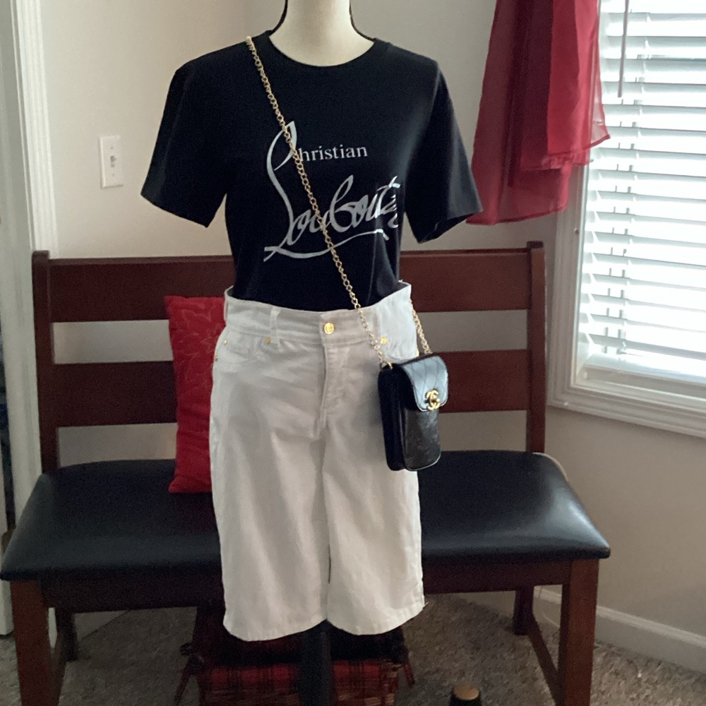 IMAN white denim long length shorts 8